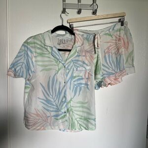 Joie Pastel Leaf Print Top and Shorts Pajama Set
